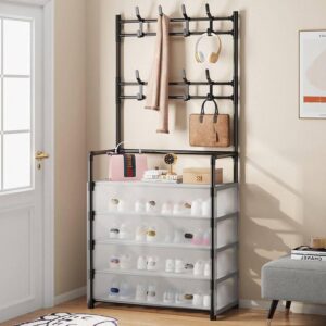 5-Tier Shoe Rack with Coat Hanger
